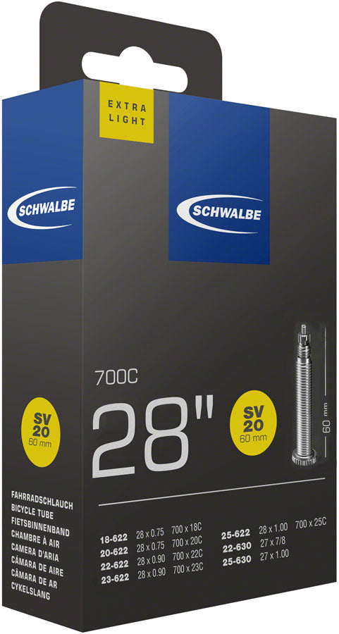 Schwalbe Extra Light Tube - 700 x 18 - 25mm 60mm Presta Valve Tube Schwalbe   