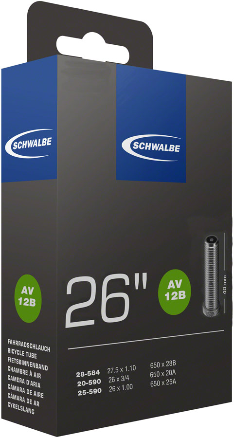 Schwalbe Standard Tube - 26 x 1 - 1.5/650 x 23mm 40mm Schrader Valve Tube Schwalbe   