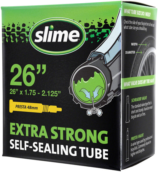 Slime Self-Sealing Tube - 26 x 1.75 - 2.125 48mm Presta Valve Tube Slime   