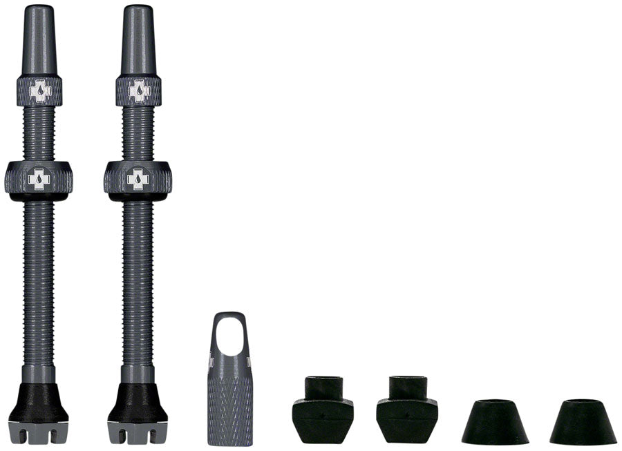 Muc-Off V2 Tubeless Valve Kit - Gray 44mm Pair Tubeless Valves Muc-Off   