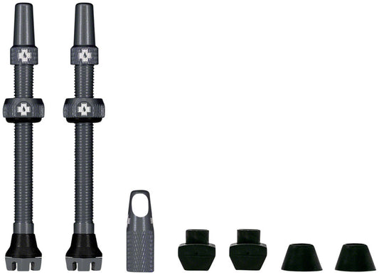 Muc-Off V2 Tubeless Valve Kit - Gray 60mm Pair Tubeless Valves Muc-Off   
