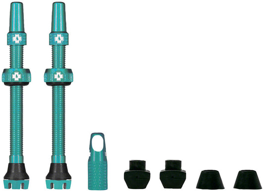 Muc-Off V2 Tubeless Valve Kit - Turquoise 60mm Pair Tubeless Valves Muc-Off   