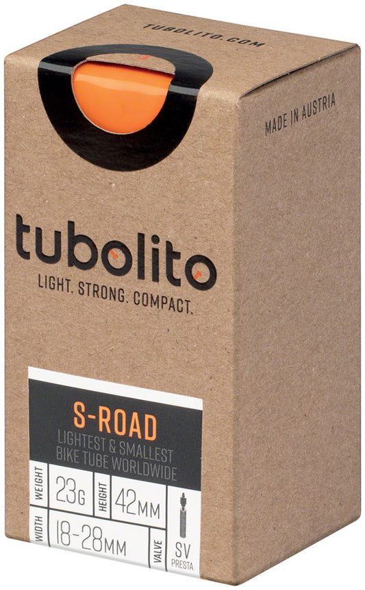 Tubolito S-Tubo Road Tube - 700 x 18-28mm 42mm Presta Valve Orange Tube tubolito   
