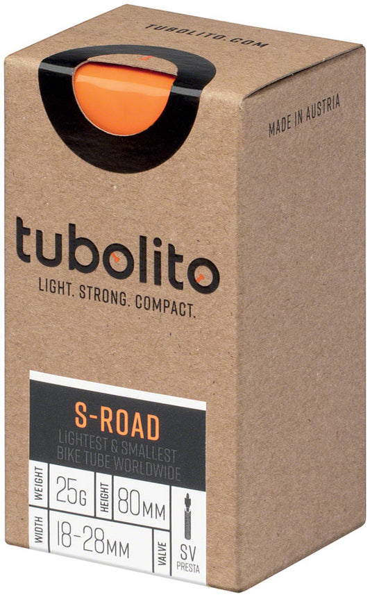Tubolito S-Tubo Road Tube - 700 x 18-32mm 80mm Presta Valve Orange Tube tubolito   
