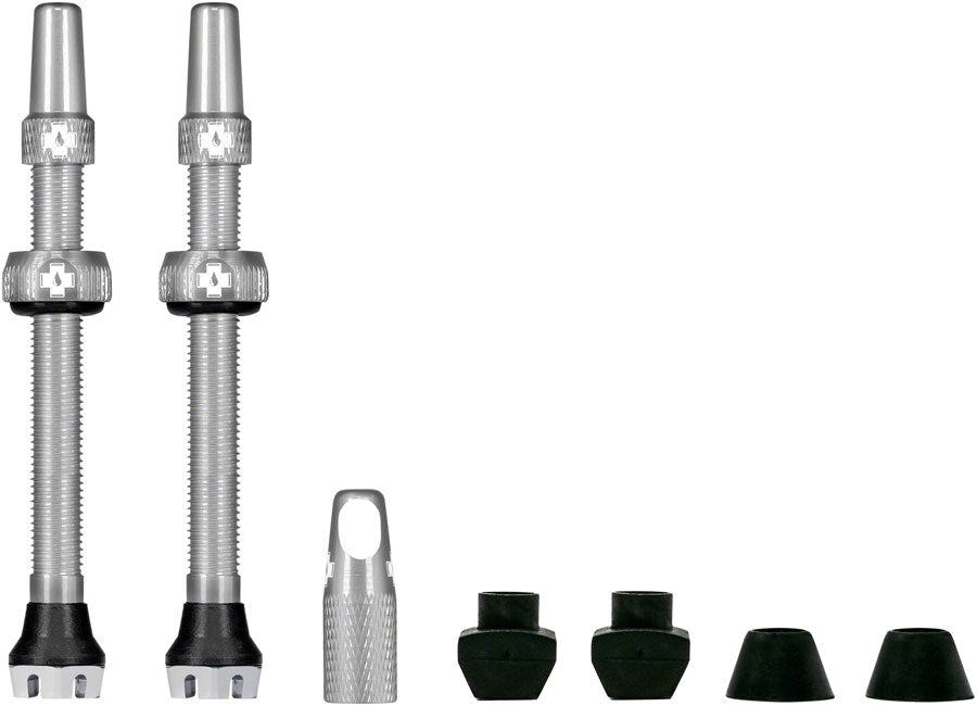 Muc-Off V2 Tubeless Valve Kit - Silver 60mm Pair Tubeless Valves Muc-Off   