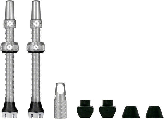 Muc-Off V2 Tubeless Valve Kit - Silver 60mm Pair Tubeless Valves Muc-Off   
