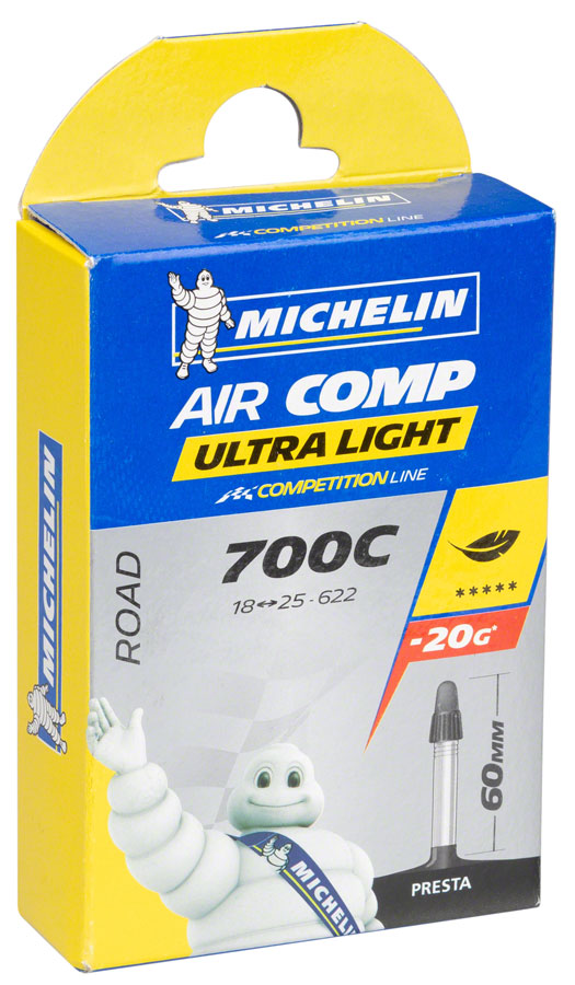 Michelin Aircomp Ultra Light Tube - 700 x 18 - 23mm 60mm Presta Valve Tube Michelin   