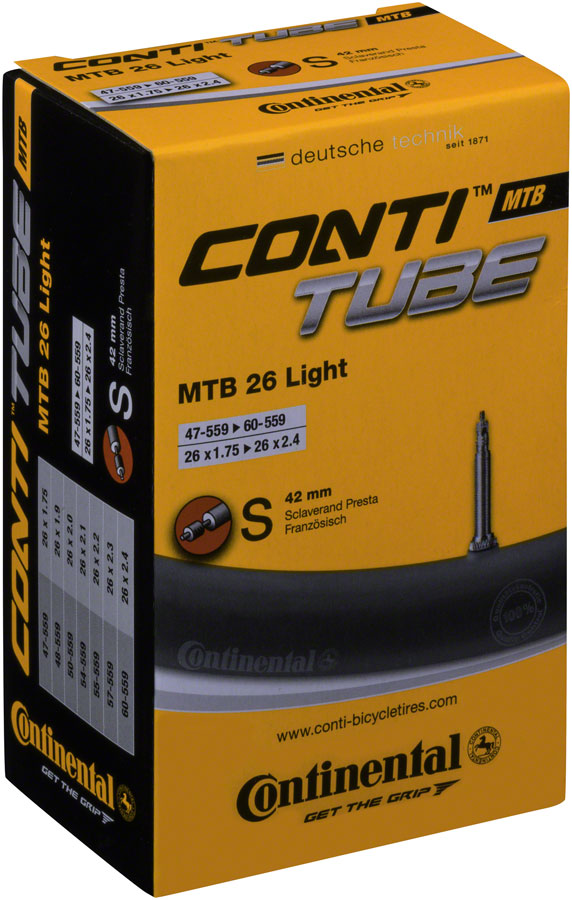 Continental Light Tube - 26 x 1.75 - 2.5 42mm Presta Valve Tube Continental   