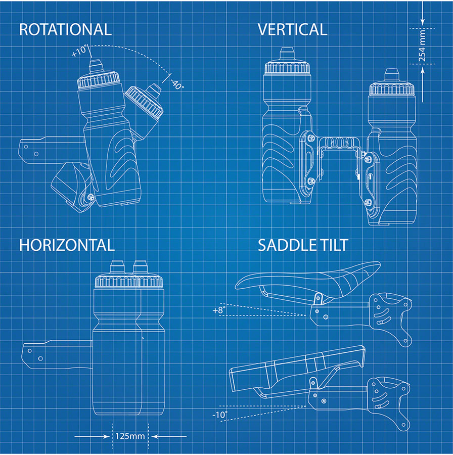 Xlab Aero Carbon Wing Behind Saddle Water Bottle Cage Mount - Includes 2 Xenon Cages Water Bottle Cage Parts XLAB   