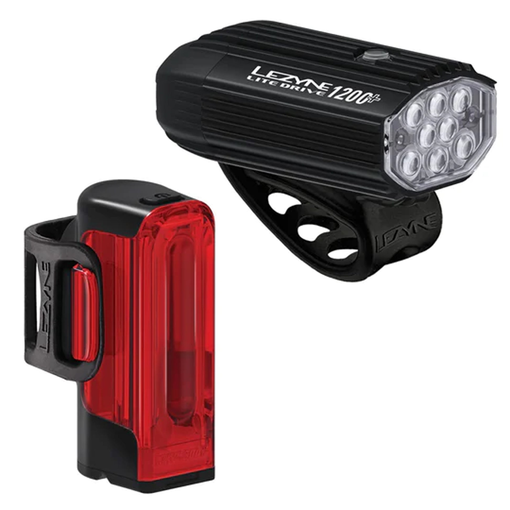 Lezyne Lite Drive 1200+ / Strip Drive Pro 400+ Headlight Taillight Set BLK Lights Lezyne   