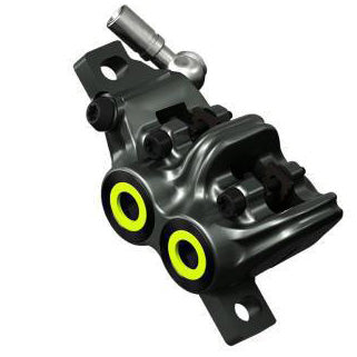 Magura MT7 Disc Brake Caliper - Front Rear Post Mount 4-Piston Gray/YLW Disc Brake Calipers Magura   