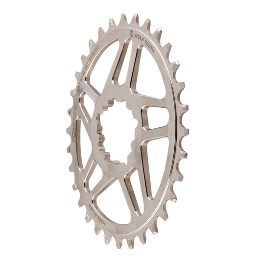 Wolf Tooth Elliptical Direct Mount Chainring - 32t SRAM Direct Mount For SRAM 3-Bolt Boost Cranks Use Hyperglide+ Chain Nickel Plated Chainrings Wolf Tooth   