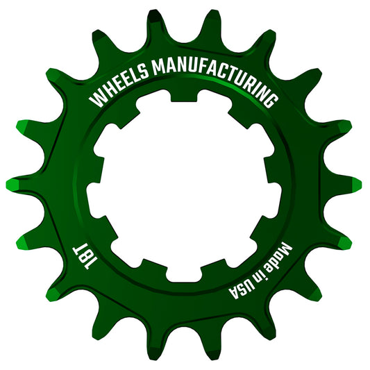 Wheels Manufacturing SOLO-XD Cog - 18t Green Driver and Single Cog Wheels Manufacturing   